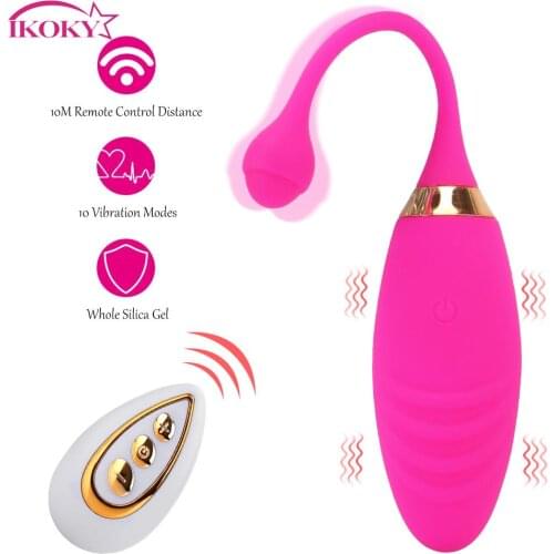 IKOKY 10 Speeds Jump Egg Vibrator Anal Clitoris Stimulation Silicone Sex Toys for Women Vibrating Egg G Spot Massager