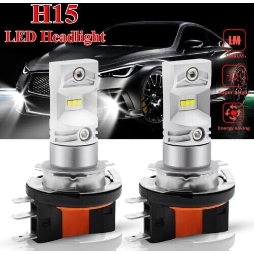 High Quality 2X H15 CSP 6SMD LED Headlight Car Fog Running Light Bulb 6000K White Drop Shipping