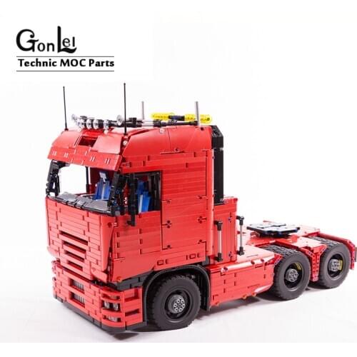 High-Tech MOC RC Power Mobile Building Blocks Toys Tractor Truck LOWBOY-Trailer Compatible Lucios Tractor Truck MOC-2475
