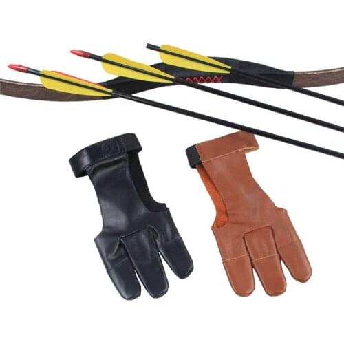 Archery finger mens sheepskin leather finger guard recurve bow durable three-finger archery bow and arrow finger guard gloves