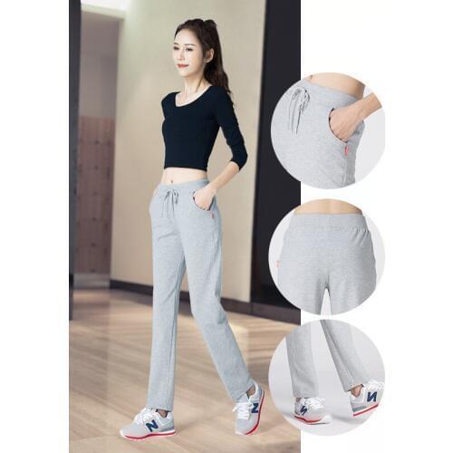 Women summer trousers running Motion pants straight Beam foot trousers Summer 2019 style plus-size Thin section knit pants