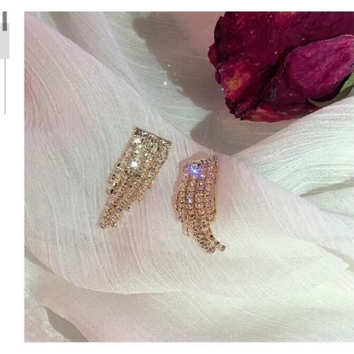 925 Silver Needle Earring Decoration New Wild Temperament Earring Female Fashion Personality Full Diamond Supply Tassel