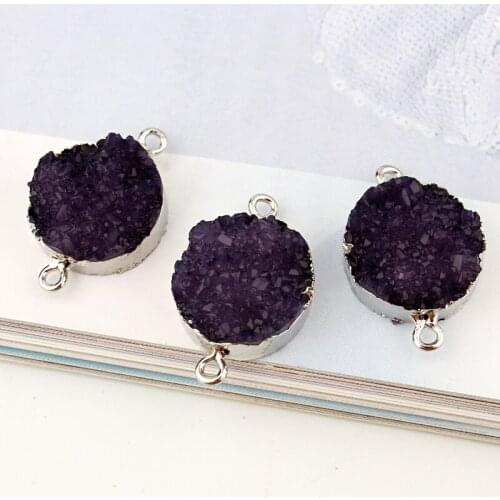 2pcs 17mm Round Resin Bracelet Connector Findings For Jewelry Making Simple Purple Color Fashion Charms F242