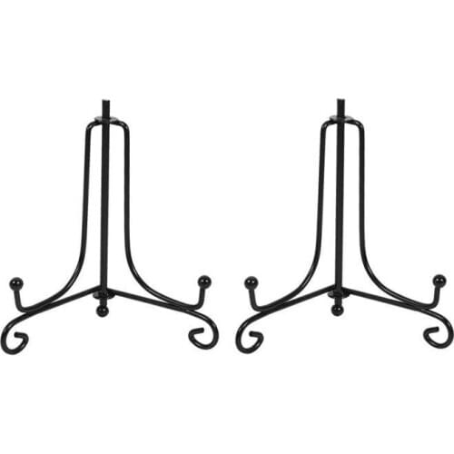 2 Pack)Iron Display Stand, Black Iron Easel Plate Display Photo Holder Stand, Displays Picture Frames, Cookbooks, Decorative Pl