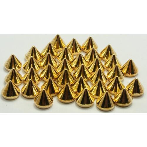 200 Gold Tone Metallic Rock Punk Acrylic Spike Rivet Taper Stud 8X8mm No Hole