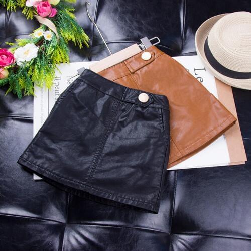 2020 kids clothes girl children fashon pu leather skirt child wear