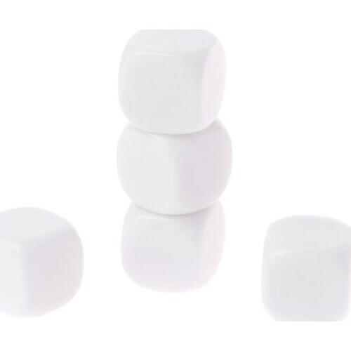5pcs 20mm White Blank Acrylic Dice Kid DIY Write Painting Graffiti Family Games