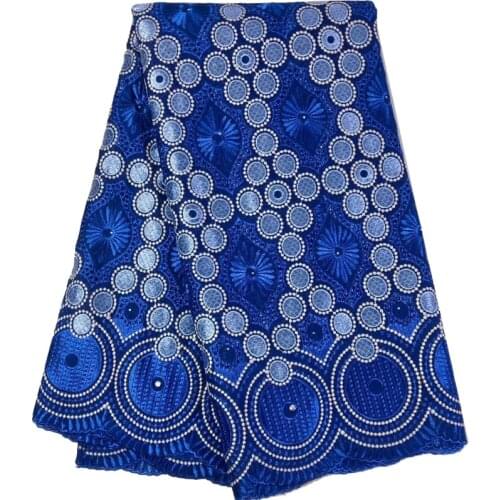 5yards/pc) high quality royal blue African cotton lace elegant embroidered Swiss voile lace fabric for making dress CLS325