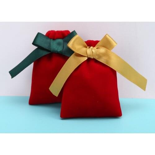 50 Red Velvet Jewelry Packaging Bags Flannel Pouches Personalized Custom Chic Wedding Candy Favor Bags