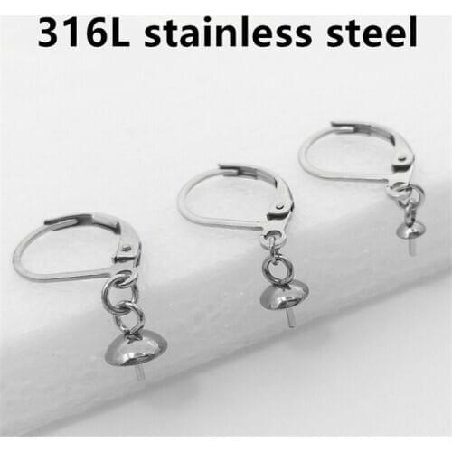 50pcs Stainless Steel French Earring Hook Earwire Earrings Fitting Ear Setting Base for DIY Jewelry Making Accessories