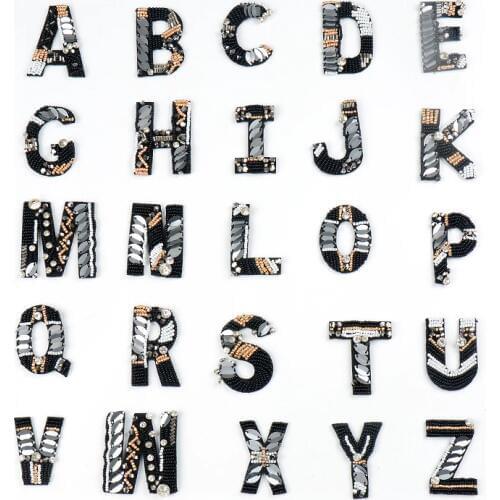 2019 New English Letters alphabet Rhinestones beads patches fashion sew on applique clothes shoes bags decoration patch for DIY