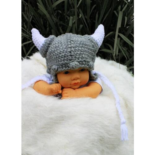 Free shipping, Crochet Baby Viking Hat, Baby Boy or Girl Hat , Crochet Viking Hat Halloween Baby Beanie 100% cotton NB-6years