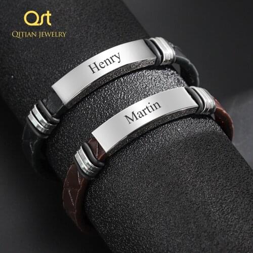 Custom Bracelets For Men Personalized Name Bracelet For Husband Boyfriend Customized Stainless Steel Bangle Father’s Day Gifts