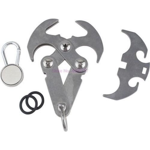 By dhl or ems 10pcs new Stainless Steel High Performance Survival Folding Grappling Hook Climbing Claw Outdoor Carabiner