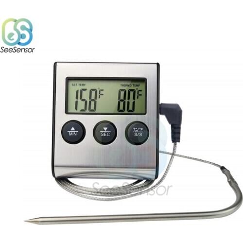 Kitchen Food Thermometer Digital Probe Oven & Meat Thermometer Timer for BBQ Grill Meat Food Cooking Temperature Gauge