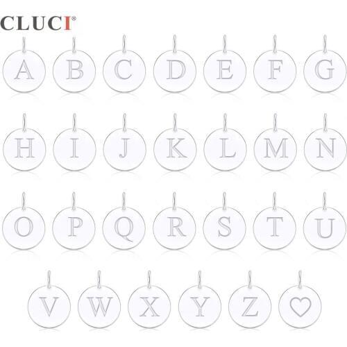 CLUCI Silver 925 Pendant for Necklace Jewelry DIY Making 26 Letter Customizable Pendant for Women Jewelry SF004SB