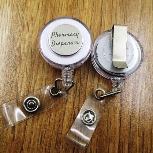 Pharmacy dispenser ID Badge Reel gift for him/her friend family retractable recoil id badge holder work fun