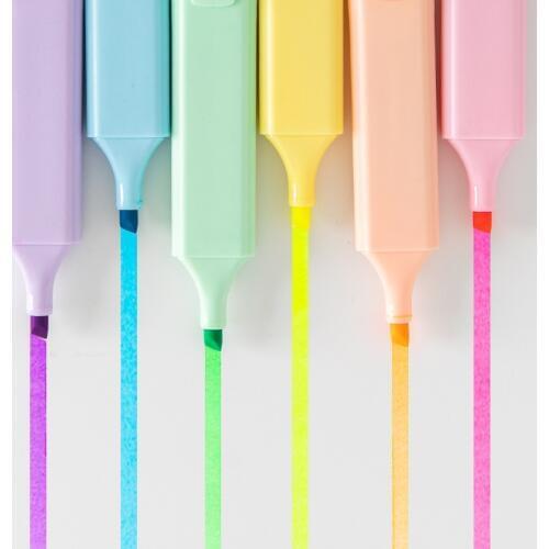 Pink Green Blue Flat Oblique Head Fluorescence Candy Color Highlighters Promotional Markers Gift Stationery
