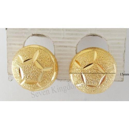 Foromance /FOOTBALL SOCCER CARVED DIAMETER 0.59" YELLOW GOLD GP OVERLAY STUD EARRING/GREAT GIFT