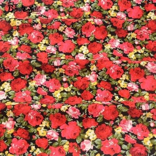 Booksew Cotton Poplin Fabric Charming Red Rose Design Meter Fabric For Sewing Pillows Dress Patchwork Crafts Shirt Quilting