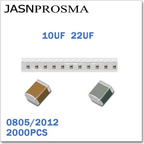 JASNPROSMA 2000PCS 0805 2012 X5R RoHS 6.3V 10V 16V 25V 50V 10% 20% 10UF 22UF SMD High Quality New goods Capacitor 106 226 K M