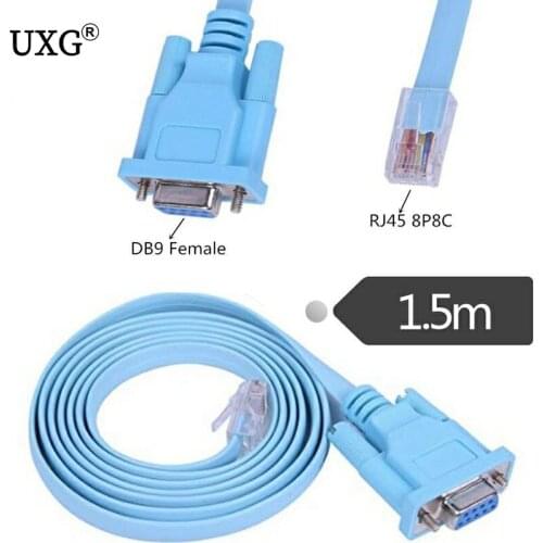 For Cisco Console Cable RJ45 Cat5 Ethernet to Rs232 DB9 COM Port Serial Female Routers Network Adapter Cable Blue 1.8m 6Ft