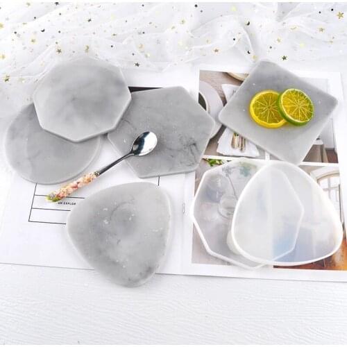 Coaster Resin Casting Mold Round Square Jewelry Placement Plate Geometric Shape Silicone Mold DIY Epoxy Resin Making Tool