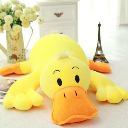 Cute Yellow Duck Plush Toys Stuffed Down Cotton Lying Duck Lovely Baby Sleeping Appease Doll Pillow Cushion Nice Birthday Gift