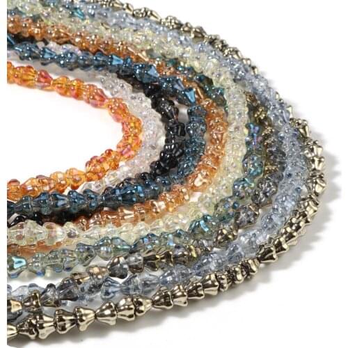 Multicolor Glass Beads Morning Glory Flower Loose Spacer Beads DIY Making Jewelry About 6mm x 5mm,1Strand(Approx 140PCs/Strand)