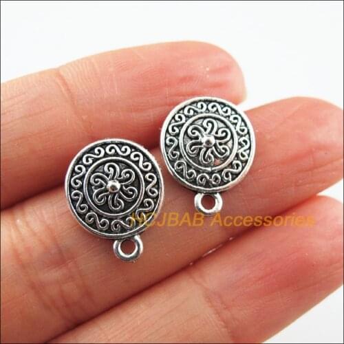 Fashion 10 New Round Findings Tibetan Silver Color Flower Wire Earrings Hooks 13x16mm