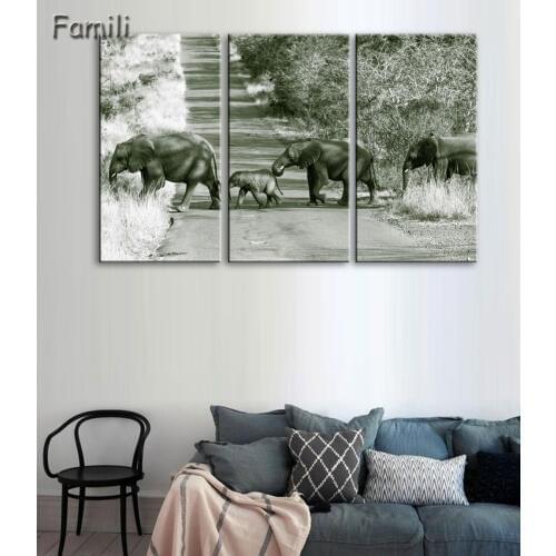 Modular Home Decoration Framework Modern Wall Art Photo 3 Panel Canvas Painting Misty Road Autumn Pictures For Living Room