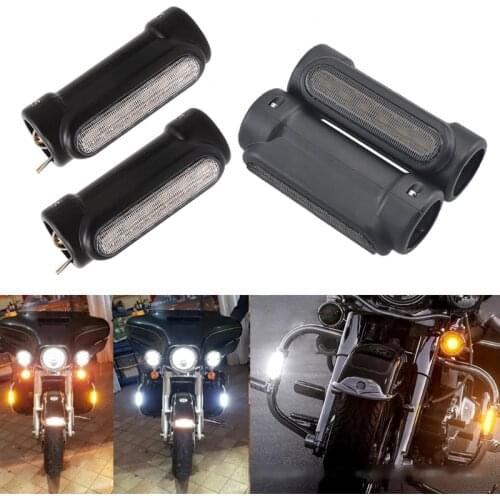 Motorcycle Metal Highway Crash Bar LED Switchback Light White Amber Turn Signal Clear Smoke Lens Driving Light/Turn Signal J60F