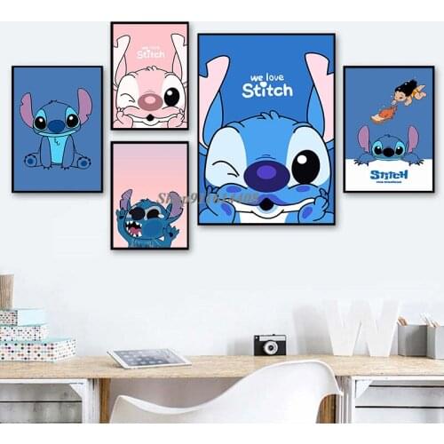 Disney Cartoon Interstellar Baby Lilo&Stitch Poster Prints Wall Art Canvas Painting Animation Picture Home Decor Kid Living Room