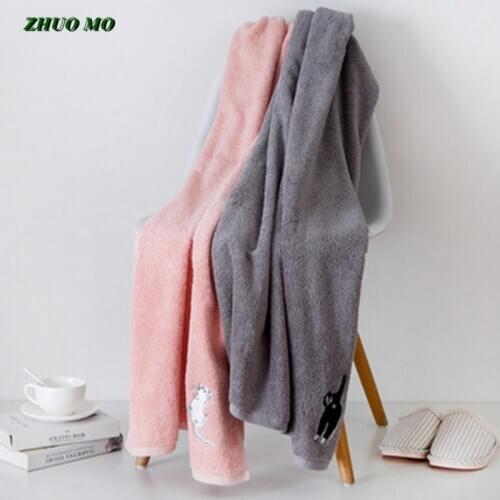 Cartoon pet Cat cotton bath Towels Couple gift large Towel bathroom pink Gray Thicken Healthy Super absorbent for Adults Towels