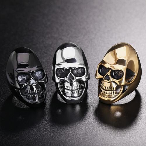 Stainless Steel Vivid Skull Charm Mens Rings Party Punk Rock Fashion Cool Jewelry