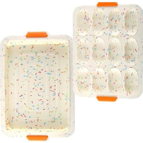 LUDA Silicone Bakeware Pan Set Cake Molds for Baking Sheet Muffin 12 Cup Toast Loaf Bread Pizza Pan Tray Round Square