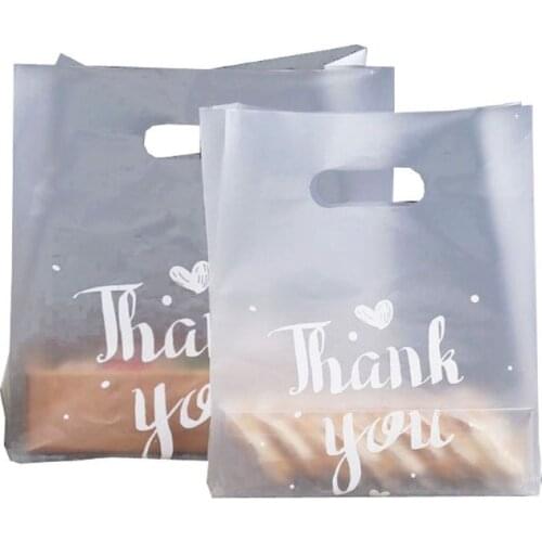 50pcs Plastic Thank You Sweet Bread Package Cookie Candy Bag Wedding Favor Transparent Food Packaging