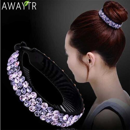 Ponytail Banana Hair Clips Floral Rhinestone Women Fashion Headbands Delicate Hair Claws Girls Barrettes for Hair Accessories