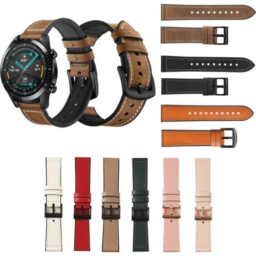Leather Silicone Watch Band Strap for Huawei Watch GT2 42mm 46mm Smart Watch Wrist band for GT 42mm/46mm GT2e GT2 pro strap