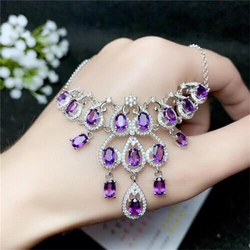 Sliver 925 natural amethyst Pendants fine Jewelry women trendy with necklace classic new 4*6mm