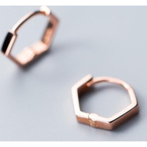MloveAcc 925 Sterling Silver Korean Style Minimalism Geometry Hoop Earrings for Girls Daughters Women Fashion Jewelry