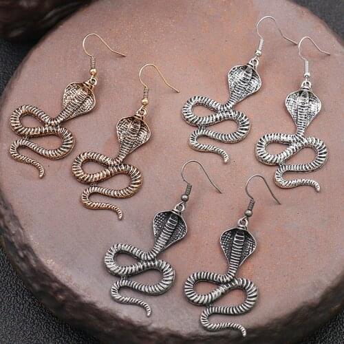 European and American Fashion Punk Cobra Shape Earrings for Women Retro Personality Exaggerated Alloy Drop Earrings Jewelry Gift