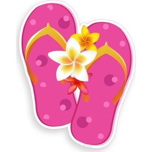 White Flower Pink Shoes Flip Flop Sticker Laptop Ocean Beach Cooler Window Bumper Decal