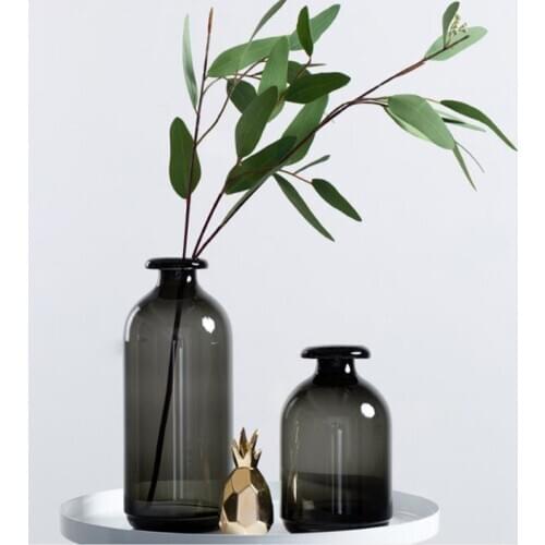 CuteLife INS Transparent Black Glass Vase Nordic Decoration Home Plant Vase Flower Modern Table Wedding Vase Glass Terrarium New