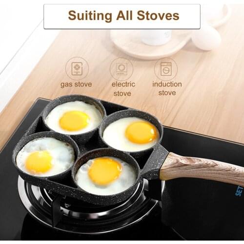 4-hole Omelet Pan For Burger Eggs Ham PanCake Maker Frying Pans Creative Non-stick No Oil-smoke Breakfast Grill Wok Cooking Pot