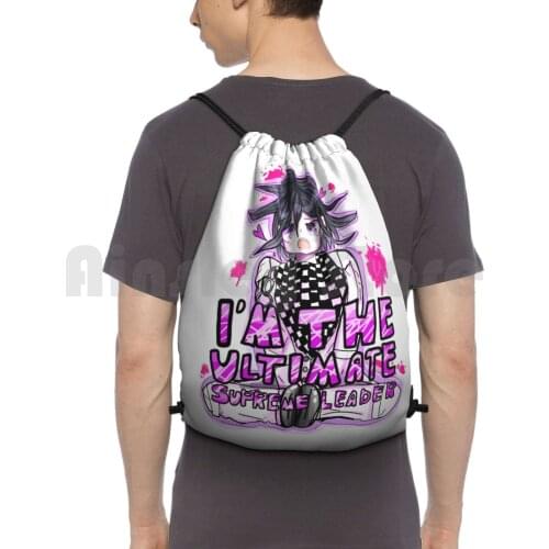Kokichi Artwork By Kībo Backpack Drawstring Bags Gym Bag Waterproof Kokichi Ouma Oma Danganronpa Anime Game Kawaii V3