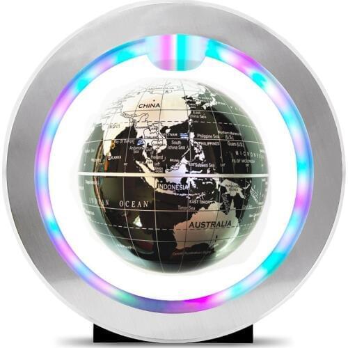 Seven color lamp Magnetic Levitation Floating Globe World Map Anti-gravity earth Globe LED Light Home Decoration Birthday Gift