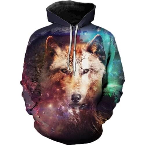 Hoodie 2021 Fall Hot Sale Fashion Top Men and Women Long Sleeve 3D Printing Wolf Series Animal Pullover High Quality Sportswear