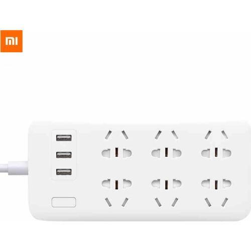 Oringinal Xiaomi MiJia Power Strip 2A Fast Charging 3 USB Extension Socket Plug 6 Standard Socket Adapter Multi-Purpose Sockets