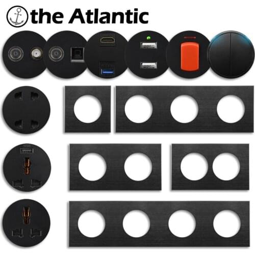 L1 Series- Universal Power Socket Switch USB RJ45 Cat5e 20A 45A Module Frame DIY Free Combination Black Aluminum Alloy Metal